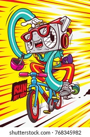 radio cartoon character bike