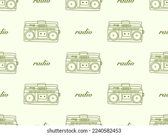 Radio-Cartoon-Zeichen, nahtloses Muster auf gelbem Hintergrund