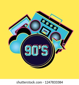 radio with cassette of nineties retro