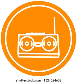 radio cassette player circular icon symbol