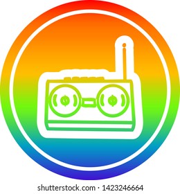 radio cassette player circular icon with rainbow gradient finish