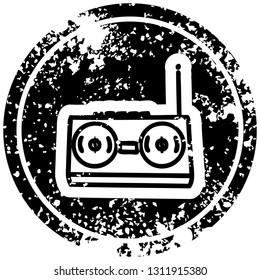 radio cassette player distressed icon symbol