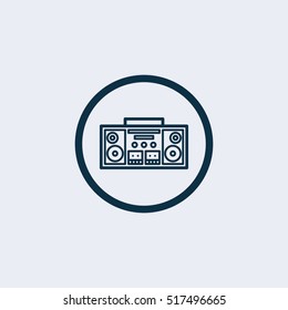 Radio cassette player icon thin line for web and mobile, modern minimalistic flat design. Vector dark grey icon on light grey background.