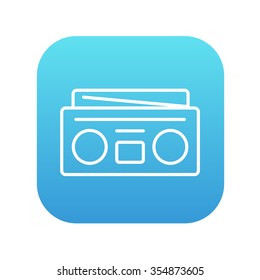 Radio cassette player line icon for web, mobile and infographics. Vector white icon on the blue gradient square with rounded corners isolated on white background.