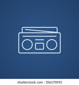 Radio cassette player line icon for web, mobile and infographics. Vector light blue icon isolated on blue background.