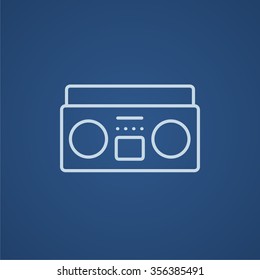 Radio cassette player line icon for web, mobile and infographics. Vector light blue icon isolated on blue background.