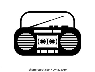 Radio cassette player on white background  