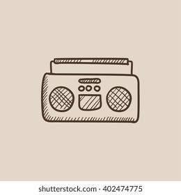 Radio cassette player sketch icon.