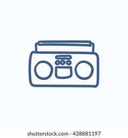 Radio cassette player vector sketch icon isolated on background. Hand drawn Radio cassette player icon. Radio cassette player sketch icon for infographic, website or app.