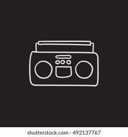 Radio cassette player vector sketch icon isolated on background. Hand drawn Radio cassette player icon. Radio cassette player sketch icon for infographic, website or app.