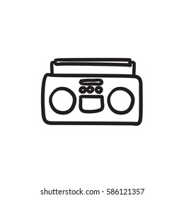 Radio cassette player vector sketch icon isolated on background. Hand drawn Radio cassette player icon. Radio cassette player sketch icon for infographic, website or app.