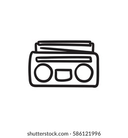 Radio-Kassette Player Vektorgrafik Symbol einzeln auf Hintergrund. Handgezeichnete Radio-Kassettensymbol. Radio-Kassettenskizze-Symbol für Infografik, Website oder App.