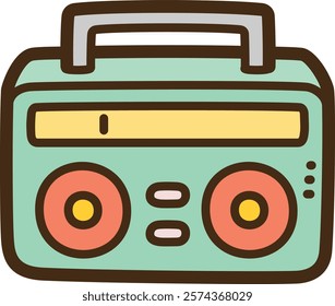 Radio cassette vector doodle illustration and graphic