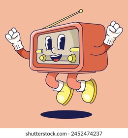 Radio Character Retro Mascot Illustration