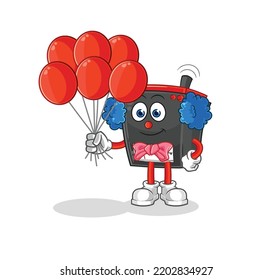 radio clown with balloons vector. cartoon character