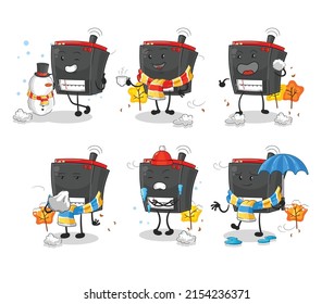 radio in cold weather character mascot vector