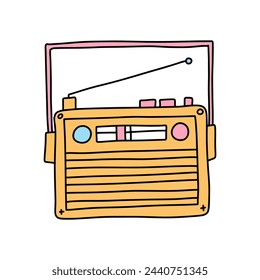 
Radio. Color doodle clipart on the theme of the 80s. Vector illustration.