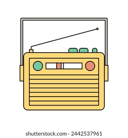 Radio. Color doodle clipart on the theme of the 80s. Vector illustration.