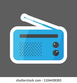 Radio  colored sticker icon. Vector radio. Layers grouped for easy editing illustration.  For your design. 