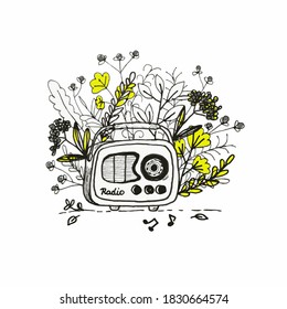 Radio in colors pattern background