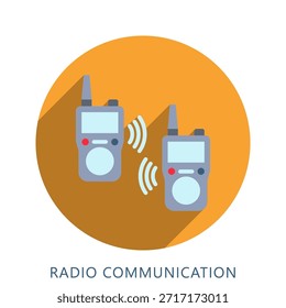 Radio-Kommunikation abgerundete flache Farbe Symbol Mini-Illustration, für moderne Konzept, Print, UI, UX-Kit, Web-und App-Entwicklung. Vektor verwandt mit Feuerwehrmann, Rettung und mehr