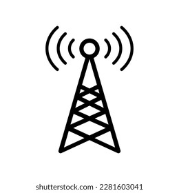 Radio communication tower and radio waves. Base station icon. Vector.