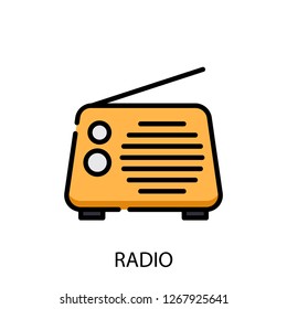 Radio concept line icon. Simple element illustration. Radio concept outline symbol design. Can be used for web and mobile UI/UX . Modern vector style. 