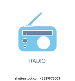 Radio concept line icon. Simple element illustration. Radio concept outline symbol design.
