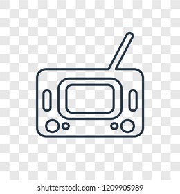 Radio concept vector linear icon isolated on transparent background, Radio concept transparency concept in outline style