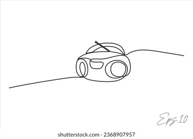  radio continuous line vector illustration