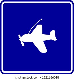 radio control airplane blue vector sign