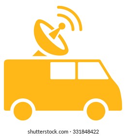 Radio Control Car vector icon. Style is flat symbol, yellow color, rounded angles, white background.