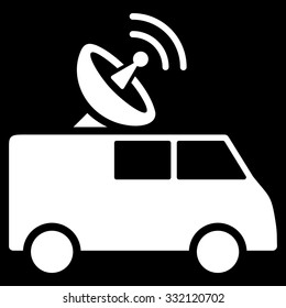 Radio Control Car vector icon. Style is flat symbol, white color, rounded angles, black background.