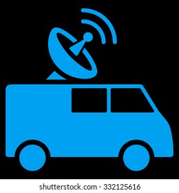 Radio Control Car vector icon. Style is flat symbol, blue color, rounded angles, black background.