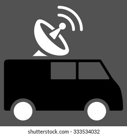 Radio Control Car vector icon. Style is bicolor flat symbol, black and white colors, rounded angles, gray background.