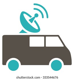 Radio Control Car vector icon. Style is bicolor flat symbol, grey and cyan colors, rounded angles, white background.