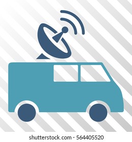 Radio Control Car vector pictogram. Illustration style is flat iconic bicolor cyan and blue symbol on a hatched transparent background.