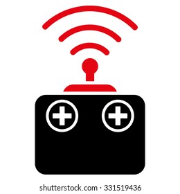 Radio Control Device vector icon. Style is bicolor flat symbol, intensive red and black colors, rounded angles, white background.
