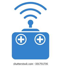Radio Control Device vector icon. Style is flat symbol, cobalt color, rounded angles, white background.