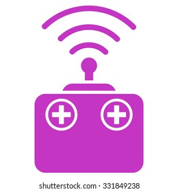 Radio Control Device vector icon. Style is flat symbol, violet color, rounded angles, white background.