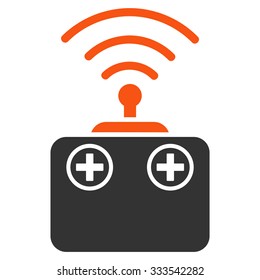Radio Control Device vector icon. Style is bicolor flat symbol, orange and gray colors, rounded angles, white background.