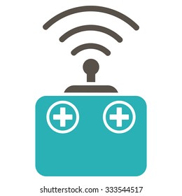Radio Control Device vector icon. Style is bicolor flat symbol, grey and cyan colors, rounded angles, white background.