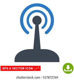 Radio Control Joystick EPS vector pictogram. Illustration style is flat iconic bicolor smooth blue symbol on white background.
