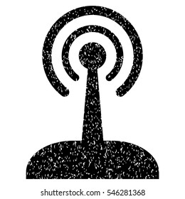 Radio Control Joystick grainy textured icon for overlay watermark stamps. Flat symbol with dust texture. Dotted vector black ink rubber seal stamp with grunge design on a white background.