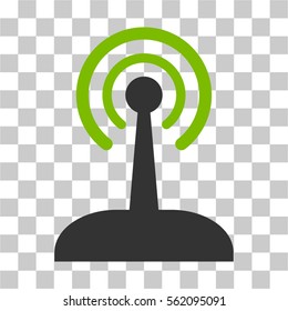 Radio Control Joystick vector pictogram. Illustration style is flat iconic bicolor eco green and gray symbol on a transparent background.