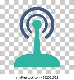Radio Control Joystick vector pictograph. Illustration style is flat iconic bicolor cobalt and cyan symbol on a transparent background.