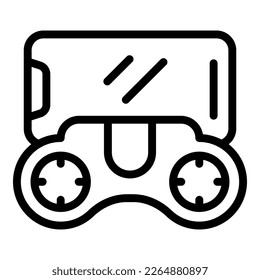 Radio control with phone icon outline vector. Car helicopter. Antenna tank