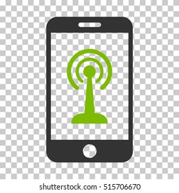 Radio Control Smartphone EPS vector pictogram. Illustration style is flat iconic bicolor eco green and gray symbol.