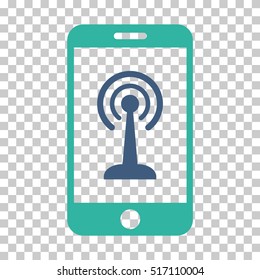 Radio Control Smartphone EPS vector pictogram. Illustration style is flat iconic bicolor cobalt and cyan symbol.