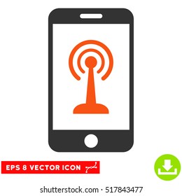 Radio Control Smartphone EPS vector pictogram. Illustration style is flat iconic bicolor orange and gray symbol on white background.